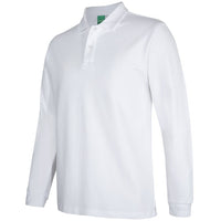 JB's Wear 2PCL 320g L/S Popcorn Cotton Polo - Side View | color:White|view:side