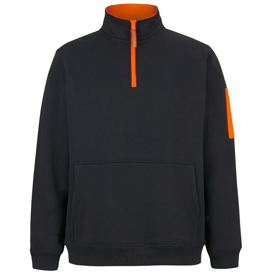 JB's Wear 6CHF 350 Premium Trade 1/2 Zip Fleece - Front View | color:Black/Orange|view:front