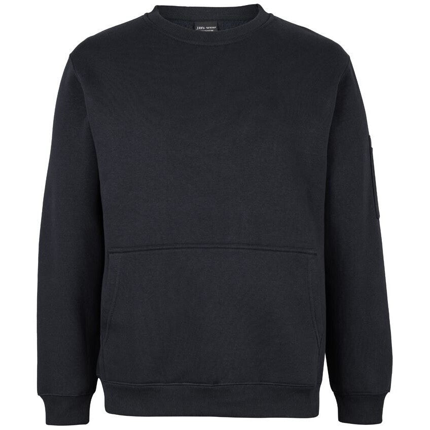 JB's Wear 6CCF 350 Premium Trade Crew Neck Fleece - Front View | color:Black/Black|view:front