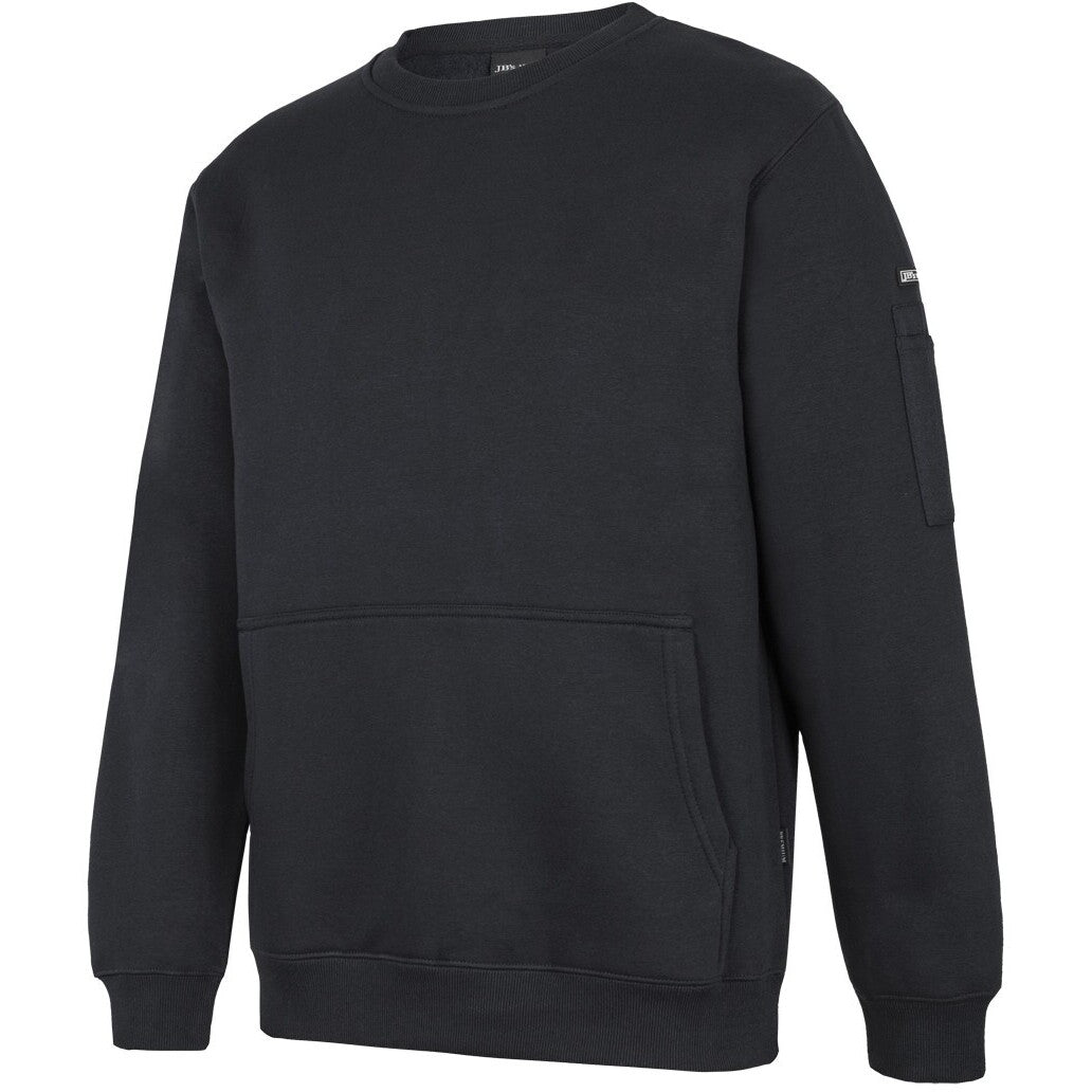 JB's Wear 6CCF 350 Premium Trade Crew Neck Fleece - Side View | color:Black/Black|view:side