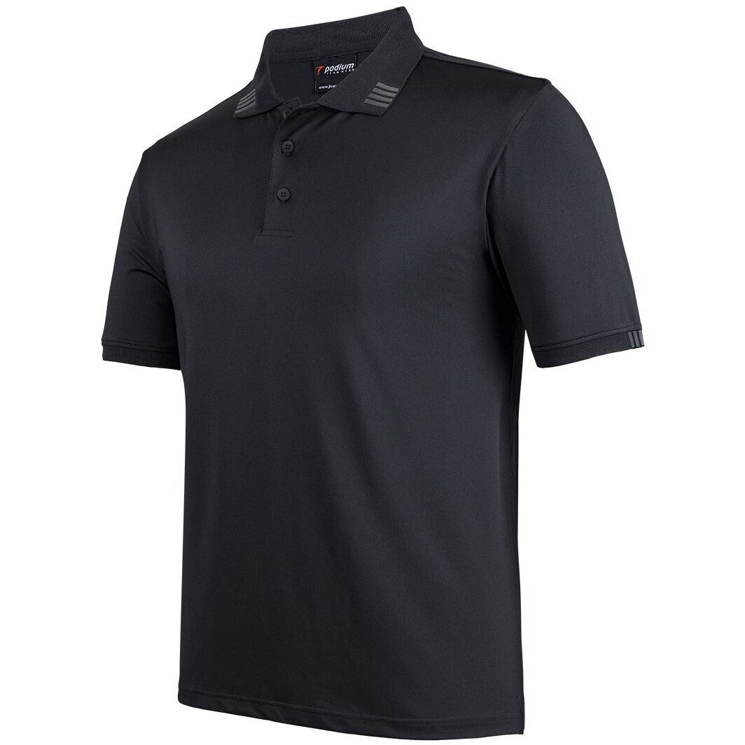 JB's Wear 7S4P 4 Stripe S/S Stretch Polo - Side View | color:Black/Charcoal|view:side