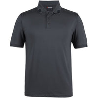 JB's Wear 7S4P 4 Stripe S/S Stretch Polo - Front View | color:Charcoal/Black|view:front