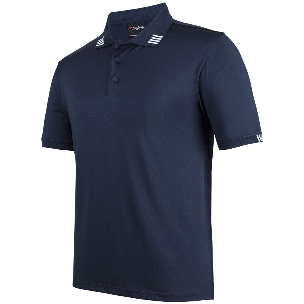 JB's Wear 7S4P 4 Stripe S/S Stretch Polo - Side View | color:Navy/White|view:side
