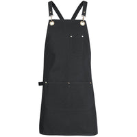 JB's Wear 5ACBP 65x75 Brass Eyelet Canvas Apron with PU Strap - Front View | color:Black/Black|view:front