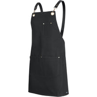 JB's Wear 5ACBP 65x75 Brass Eyelet Canvas Apron with PU Strap - Side View | color:Black/Black|view:side
