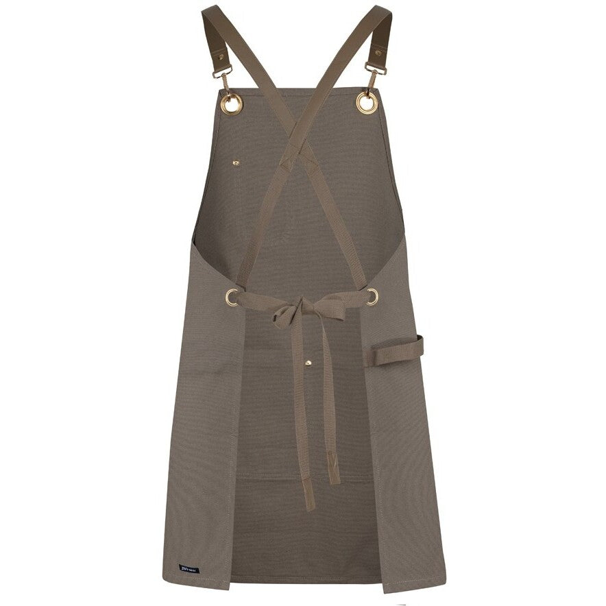 JB's Wear 5ACBP 65x75 Brass Eyelet Canvas Apron with PU Strap - Back View | color:Latte/Latte|view:back