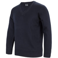 JB's Wear 6J Adults Knitted Jumper - Side View | color:Navy|view:side