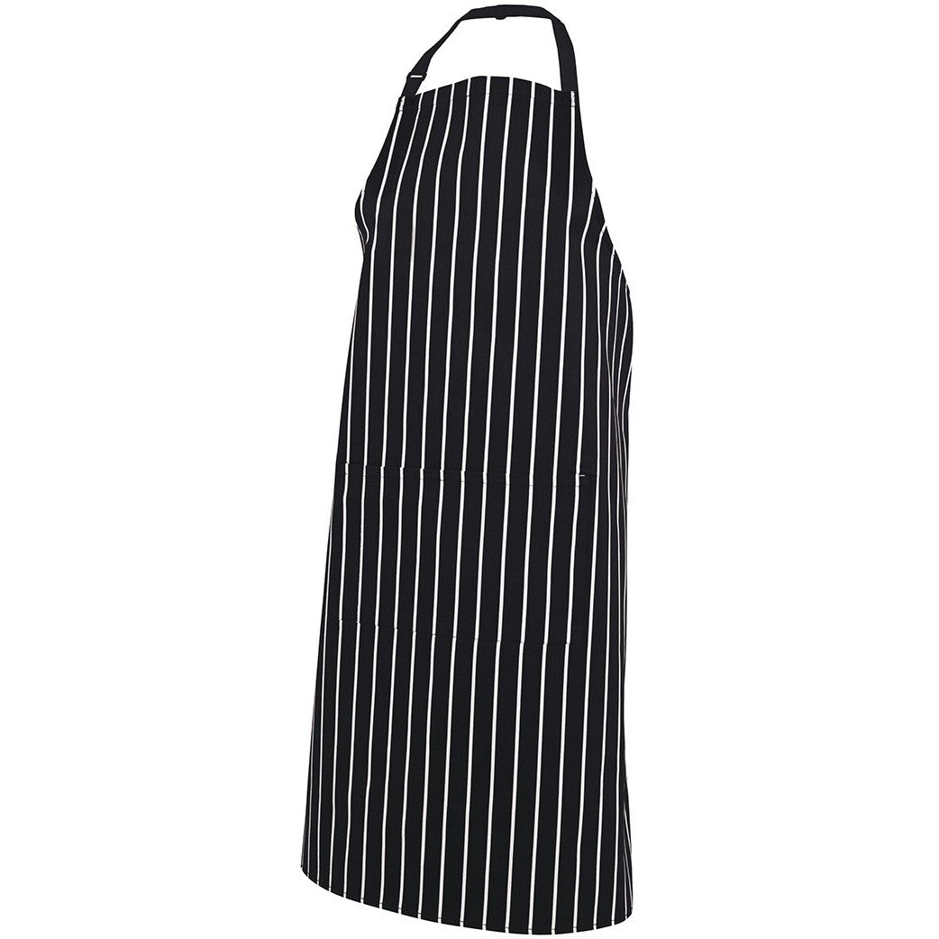 JB's Wear 5BS Bib Striped Apron with Pocket - Side View | color:Black/White|view:side