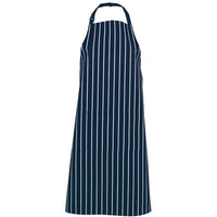 JB's Wear 5BS Bib Striped Apron with Pocket - Front View | color:Navy/White|view:front