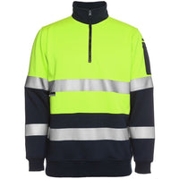 JB's Wear 6HZFS Biomotion (D+N) 1/2 Zip Fleecy Sweat - Front View | color:Lime/Navy|view:front