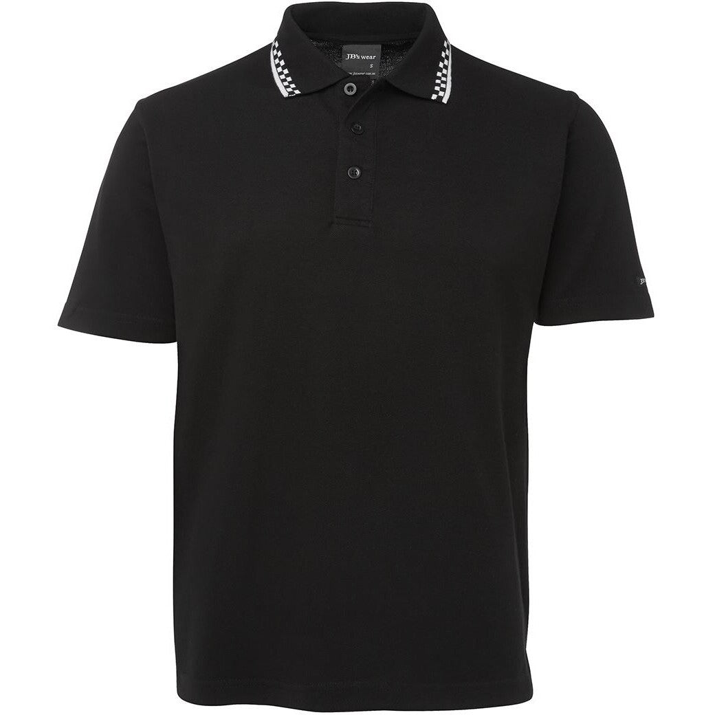 JB's Wear 5MP Chef Polo - Front View | color:Black/White|view:front