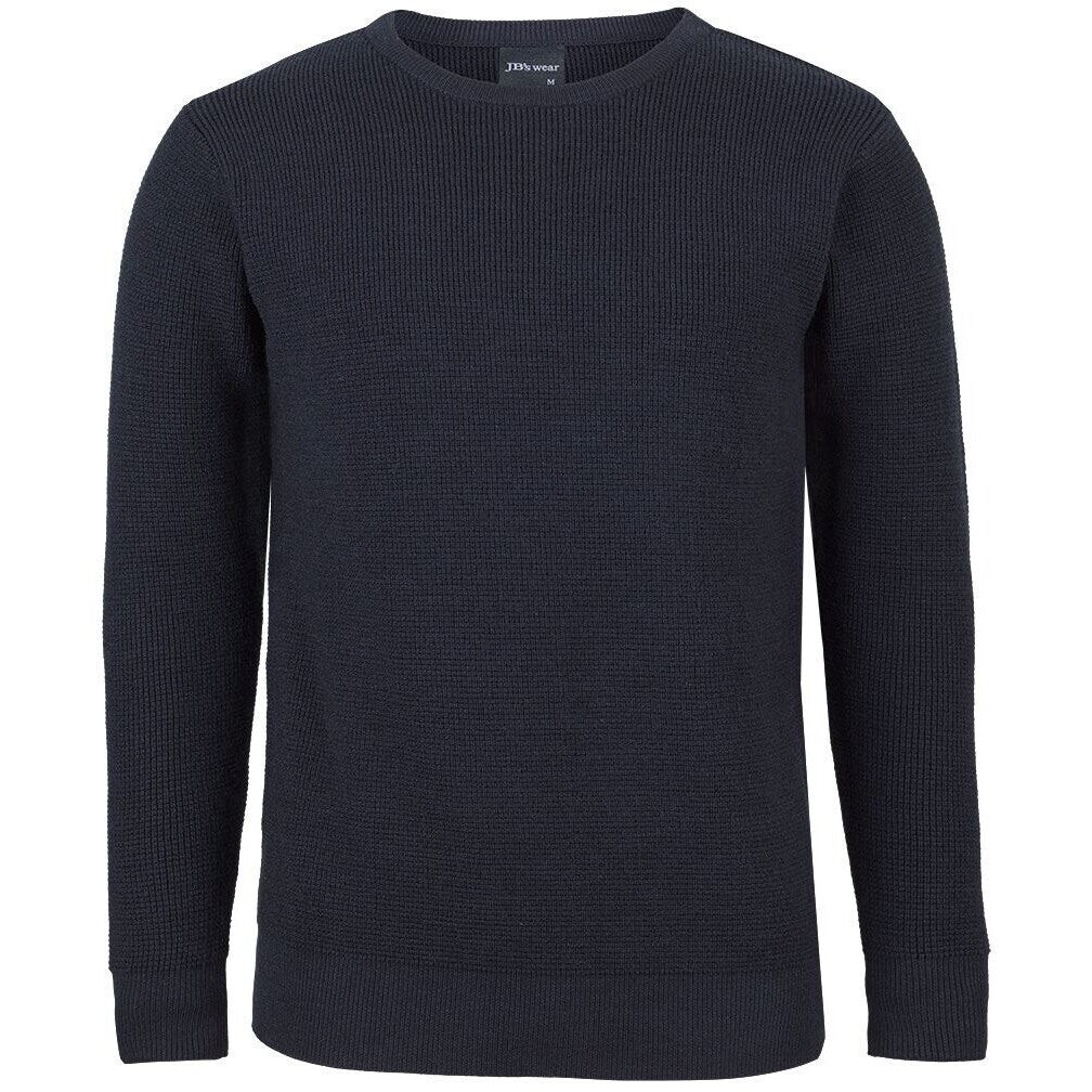 JB's Wear 6JCC Chunky Crew Neck Jumper - Front View | color:Navy|view:front