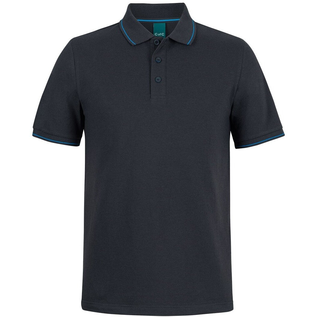 JB's Wear 2CCP Classic Polo - Front View | color:Black/Aqua|view:front