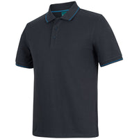 JB's Wear 2CCP Classic Polo - Side View | color:Black/Aqua|view:side