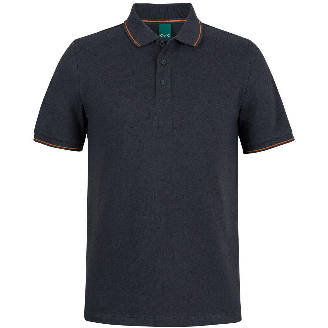 JB's Wear 2CCP Classic Polo - Front View | color:Black/Orange|view:front