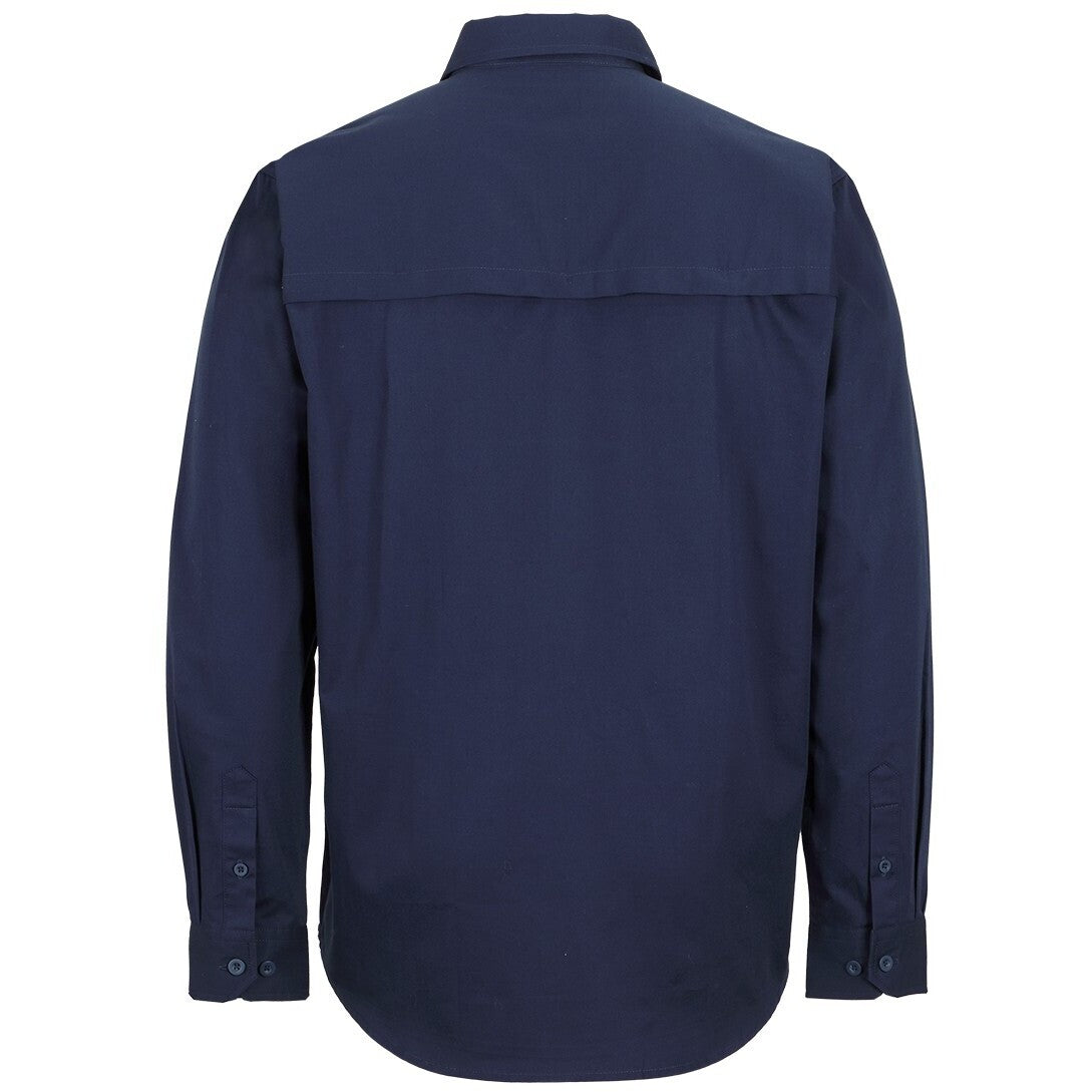 JB's Wear 6WLCF Close Front L/S 150g Work Shirt - Back View | color:Navy|view:back