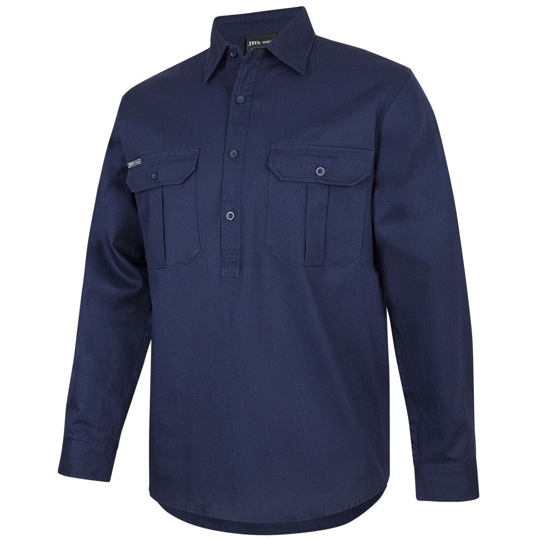 JB's Wear 6WSCF Close Front L/S 190G Work Shirt - Side View | color:Navy|view:side