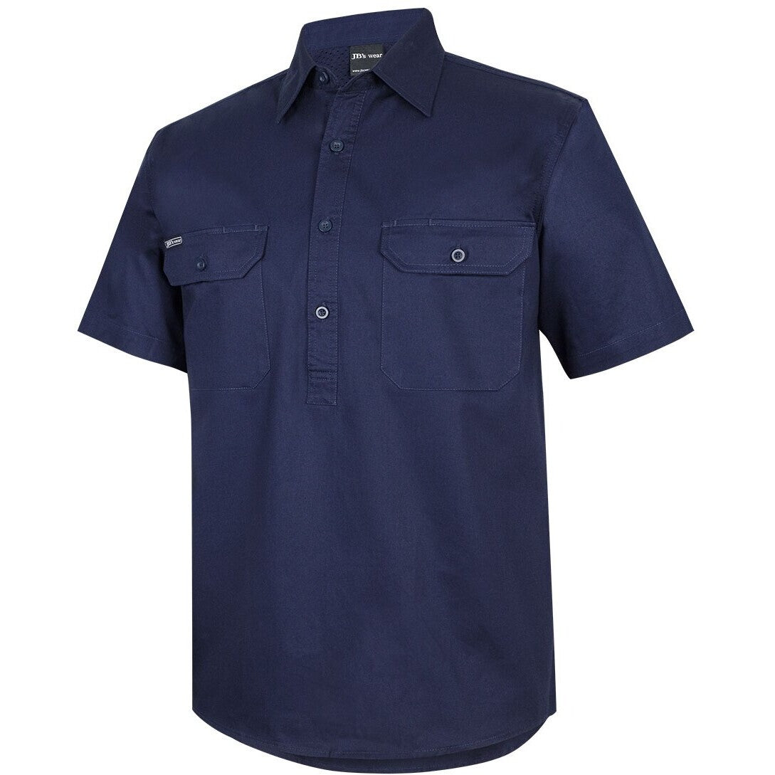 JB's Wear 6WKCF Close Front S/S 150g Work Shirt - Side View | color:Navy|view:side