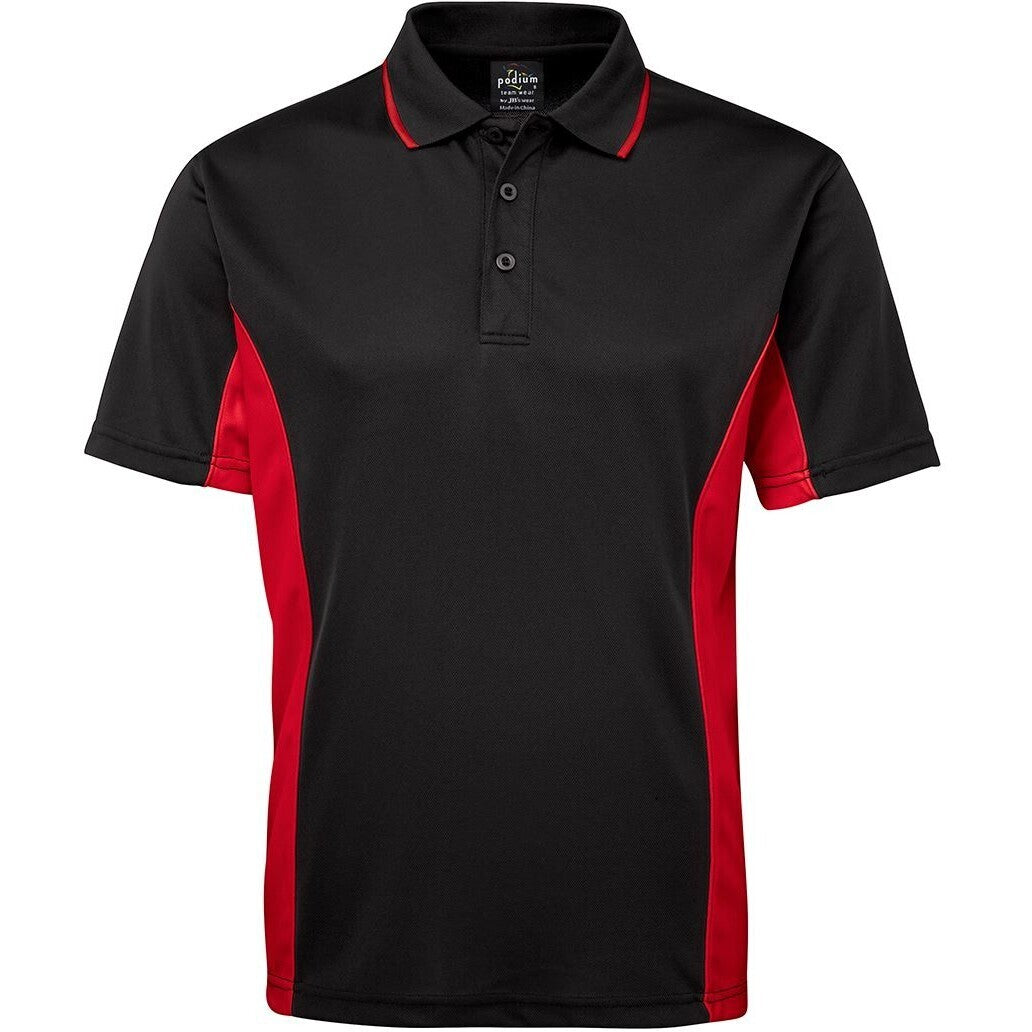 JB's Wear 7PP Contrast Polo - Front View | color:Black/Red|view:front