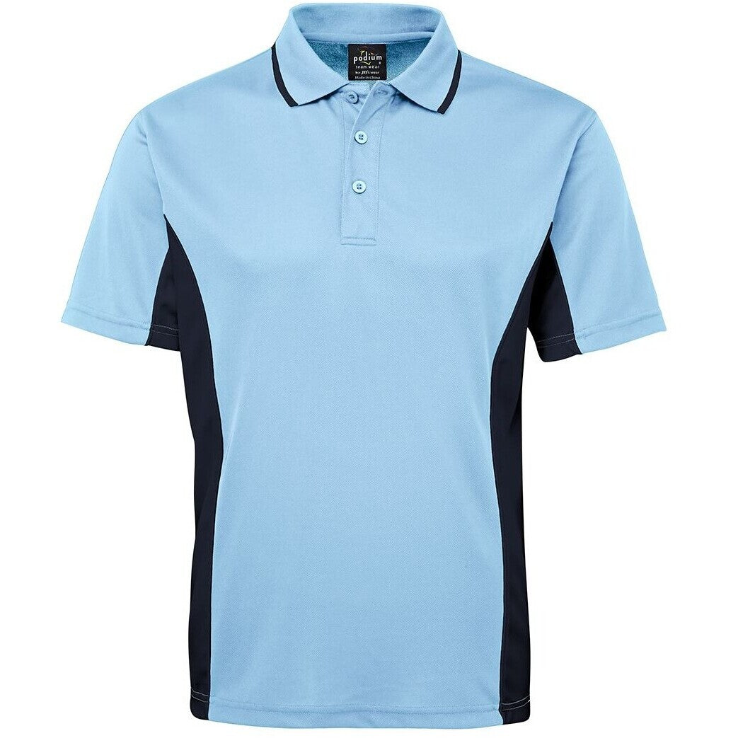 JB's Wear 7PP Contrast Polo - Front View | color:Lt Blue/Navy|view:front