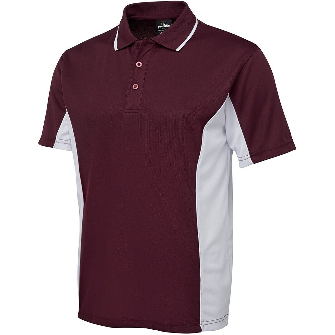 JB's Wear 7PP Contrast Polo - Side View | color:Maroon/White|view:side