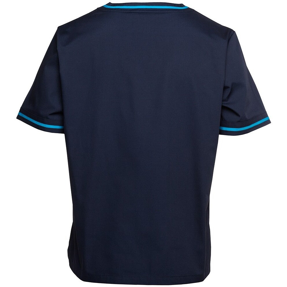 JB's Wear 4SCT Contrast Scrubs Top - Back View | color:Navy/Aqua|view:back