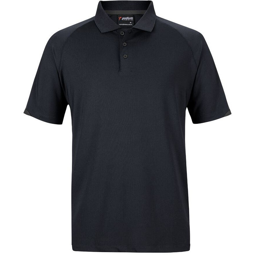 JB's Wear 7STC Contrast Stretch Polo - Front View | color:Black/Charcoal|view:front