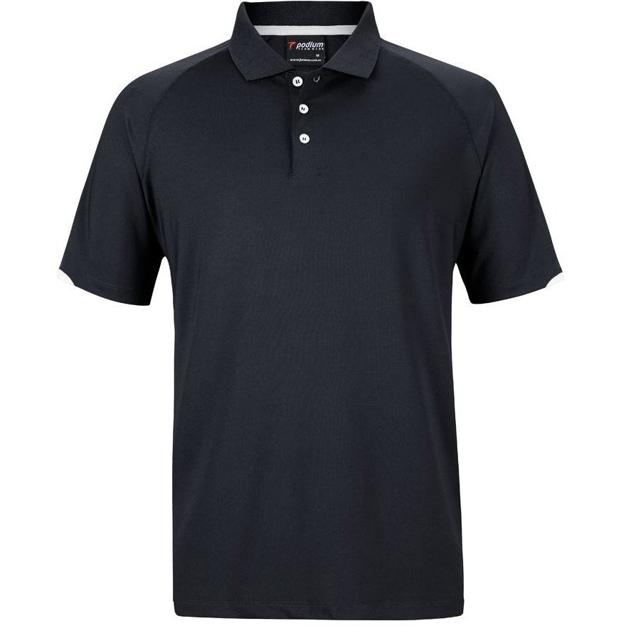 JB's Wear 7STC Contrast Stretch Polo - Front View | color:Black/White|view:front