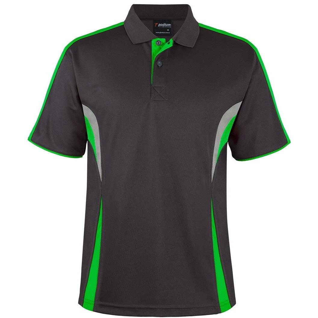 JB's Wear 7COP Cool Polo - Front View | color:Gunmetal/Pea Green/Grey|view:front