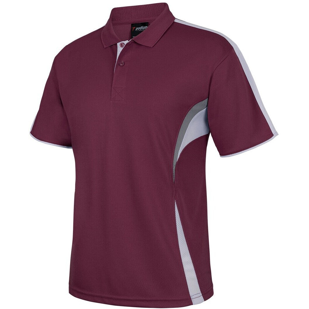 JB's Wear 7COP Cool Polo - Side View | color:Maroon/White/Grey|view:side
