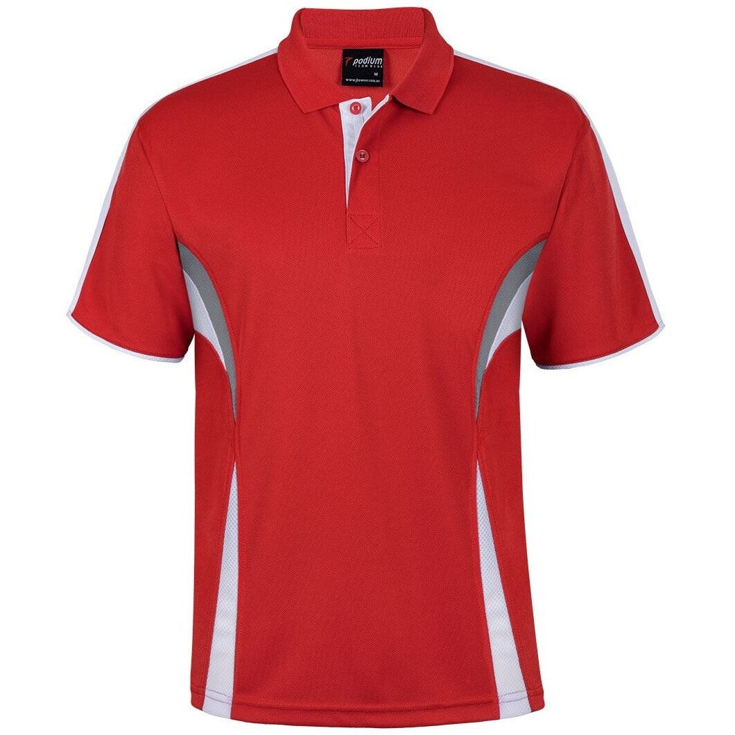 JB's Wear 7COP Cool Polo - Front View | color:Red/Wht/Grey|view:front