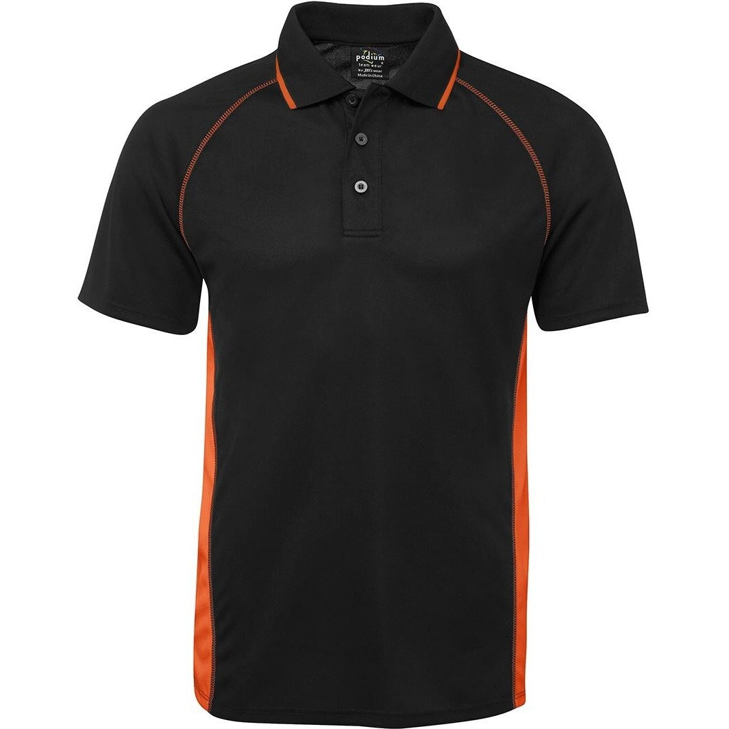JB's Wear 7COV Cover Polo - Front View | color:Black/Orange|view:front