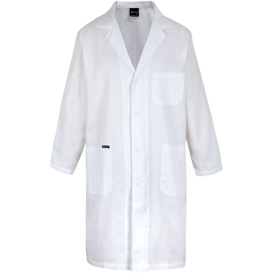 JB's Wear 5FIC Food Industry Dust Coat - Front View | color:White|view:front
