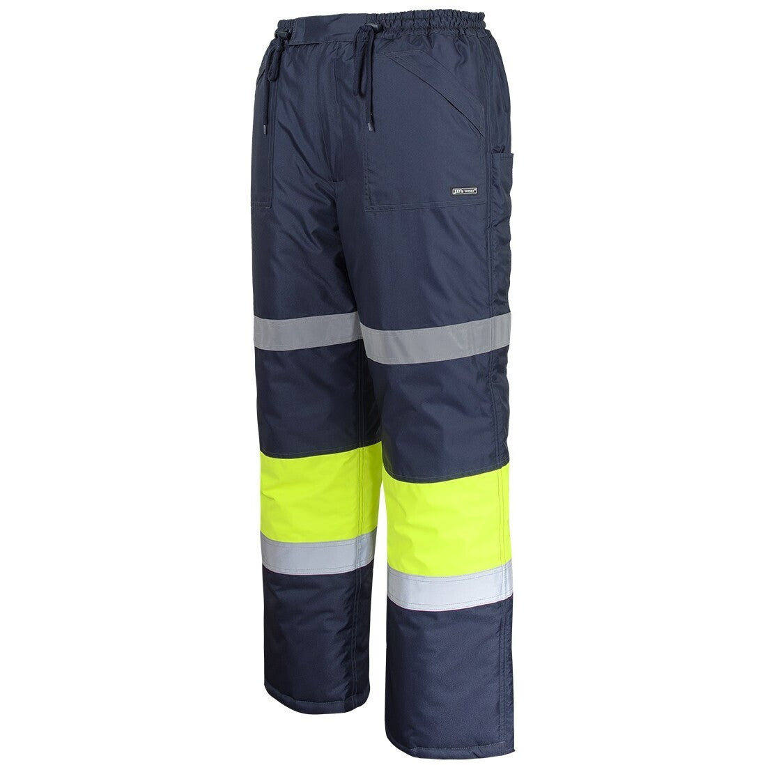 JB's Wear 6DFP Freezer Pants with Tape - Side View | color:Navy/Lime|view:side