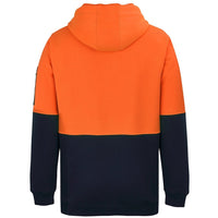 JB's Wear 6HVHZ Hi Vis 1/2 Zip Hoodie - Back View | color:Orange/Navy|view:back