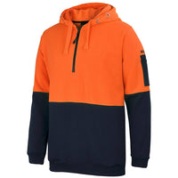 JB's Wear 6HVHZ Hi Vis 1/2 Zip Hoodie - Side View | color:Orange/Navy|view:side