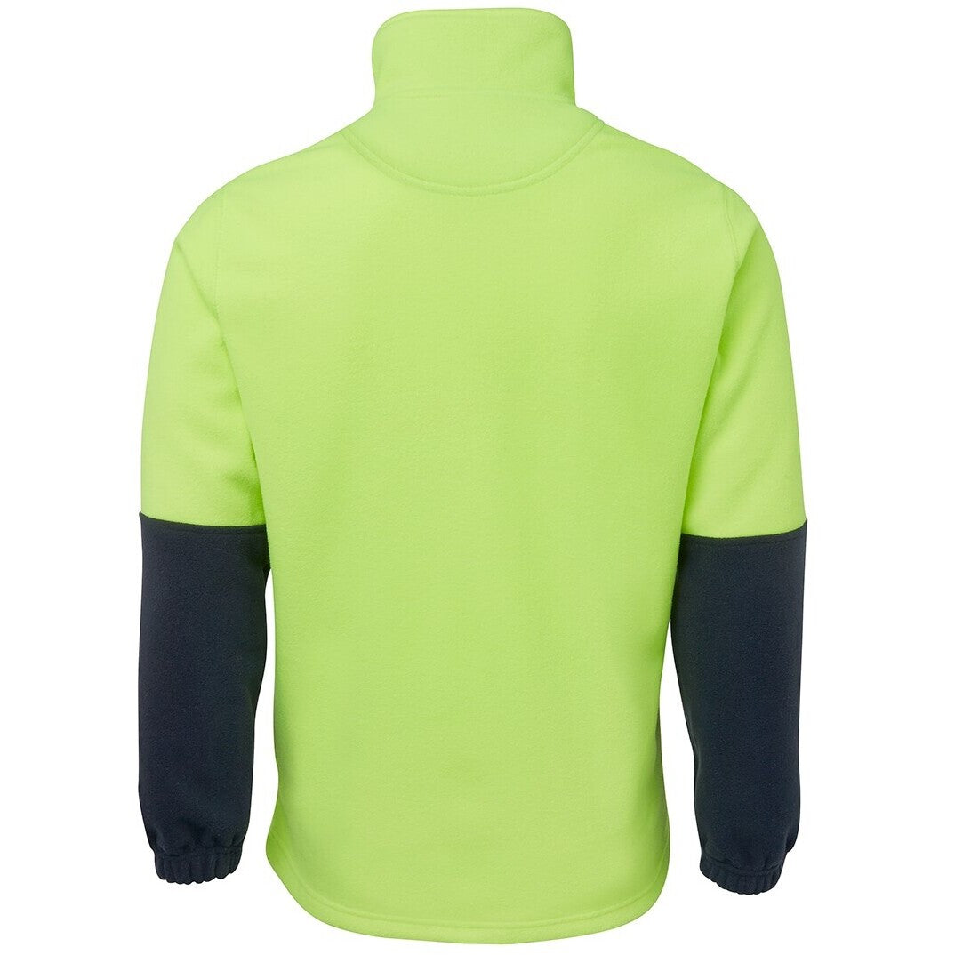 JB's Wear 6HVPF Hi Vis 1/2 Zip Polar Fleece - Back View | color:Lime/Navy|view:back