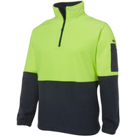 JB's Wear 6HVPF Hi Vis 1/2 Zip Polar Fleece - Side View | color:Lime/Navy|view:side
