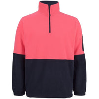 JB's Wear 6HVPF Hi Vis 1/2 Zip Polar Fleece - Front View | color:Pink/Navy|view:front