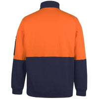 JB's Wear 6HVFM Hi Vis 310 Cotton 1/2 Zip Fleece - Back View | color:Orange/Navy|view:back