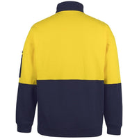 JB's Wear 6HVFM Hi Vis 310 Cotton 1/2 Zip Fleece - Back View | color:Yellow/Navy|view:back