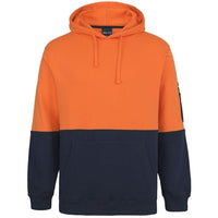JB's Wear 6HVPM Hi Vis 310 Cotton Pull Over Hoodie - Front View | color:Orange/Navy|view:front