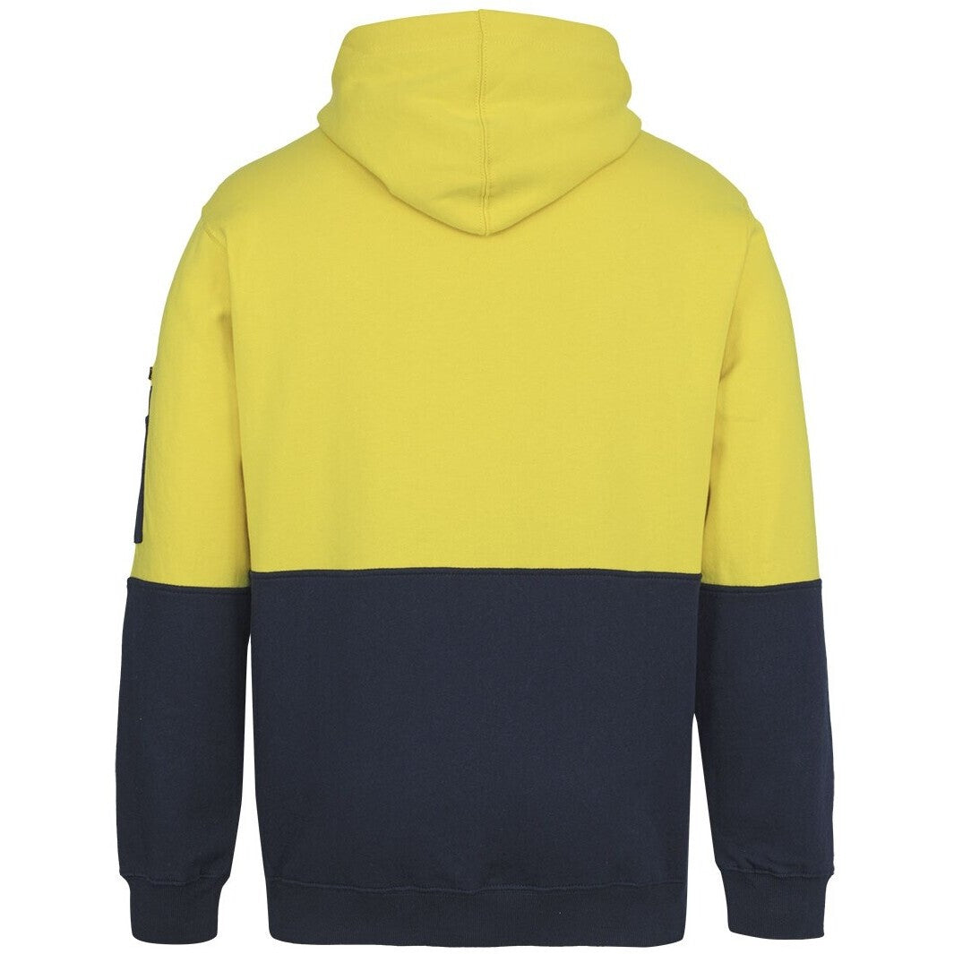 JB's Wear 6HVPM Hi Vis 310 Cotton Pull Over Hoodie - Back View | color:Yellow/Navy|view:back