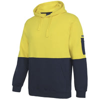 JB's Wear 6HVPM Hi Vis 310 Cotton Pull Over Hoodie - Side View | color:Yellow/Navy|view:side
