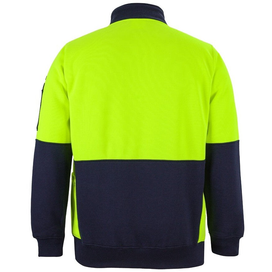 JB's Wear 6HVPZ Hi Vis 330G 1/2 Zip Fleece - Back View | color:Lime/Navy|view:back