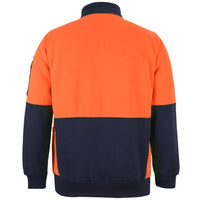 JB's Wear 6HVPZ Hi Vis 330G 1/2 Zip Fleece - Back View | color:Orange/Navy|view:back