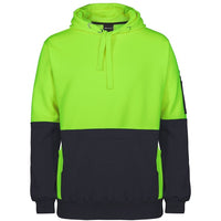 JB's Wear 6HVPJ Hi Vis 330G Pull Over Hoodie - Front View | color:Lime/Black|view:front