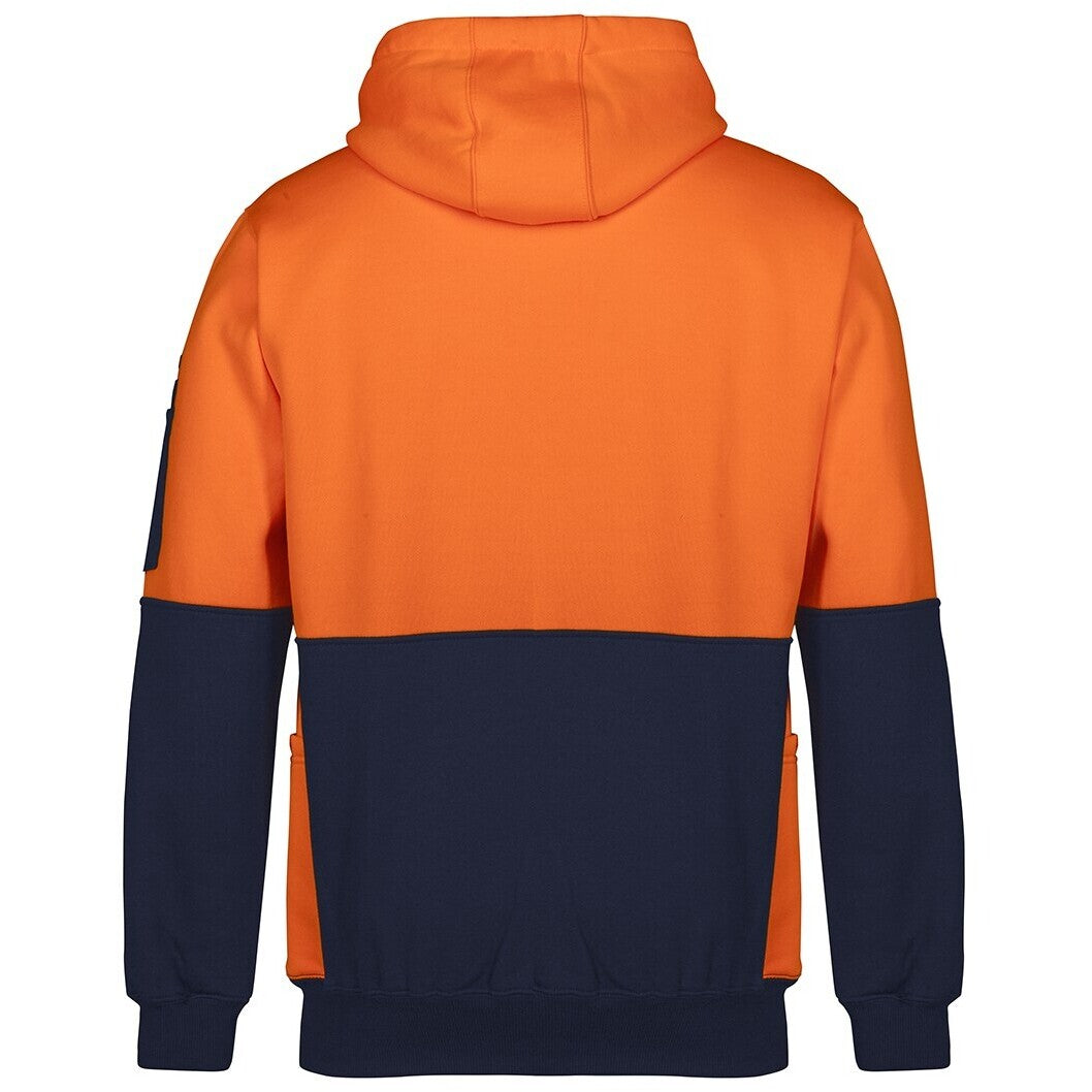JB's Wear 6HVPJ Hi Vis 330G Pull Over Hoodie - Back View | color:Orange/Navy|view:back