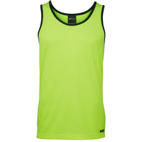 JB's Wear 6HCS4 Hi Vis 4602.1 Contrast Singlet - Front View | color:Lime/Navy|view:front