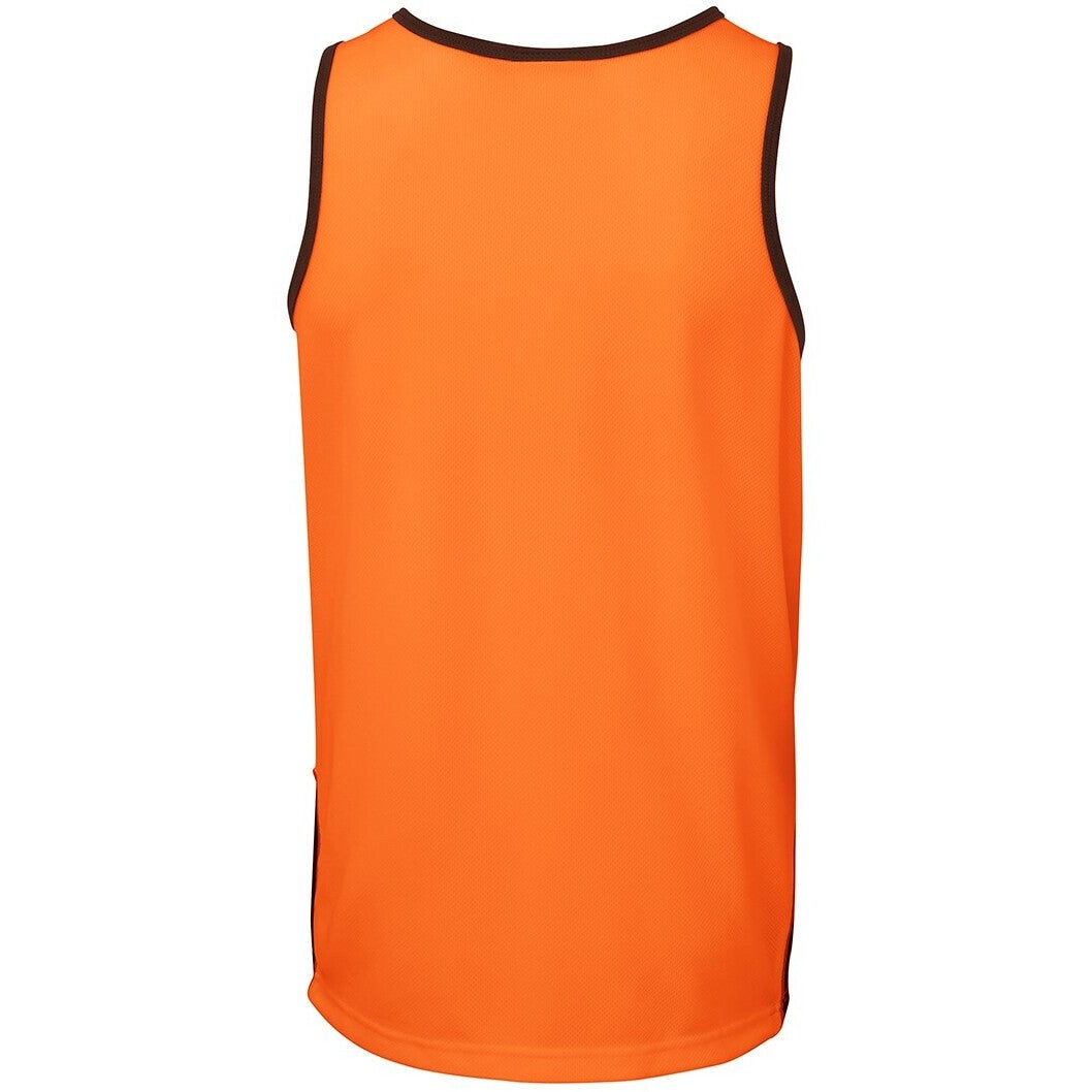 JB's Wear 6HCS4 Hi Vis 4602.1 Contrast Singlet - Back View | color:Orange/Navy|view:back